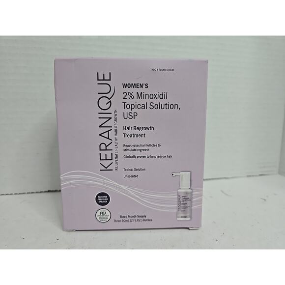 Keranique Hair Regrowth Treatment 2% Minoxidil 3-pack New in Open Box Exp 03/25 - Picture 1 of 4